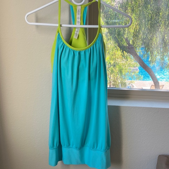lululemon athletica Tops - lululemon athletica Turquoise and Lime Green‎ Tank Top